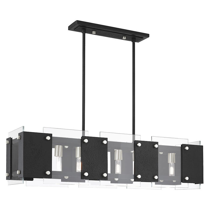 Livex Barcelona 8 Light Linear Chandelier, Black/Nickel Accents/Clear