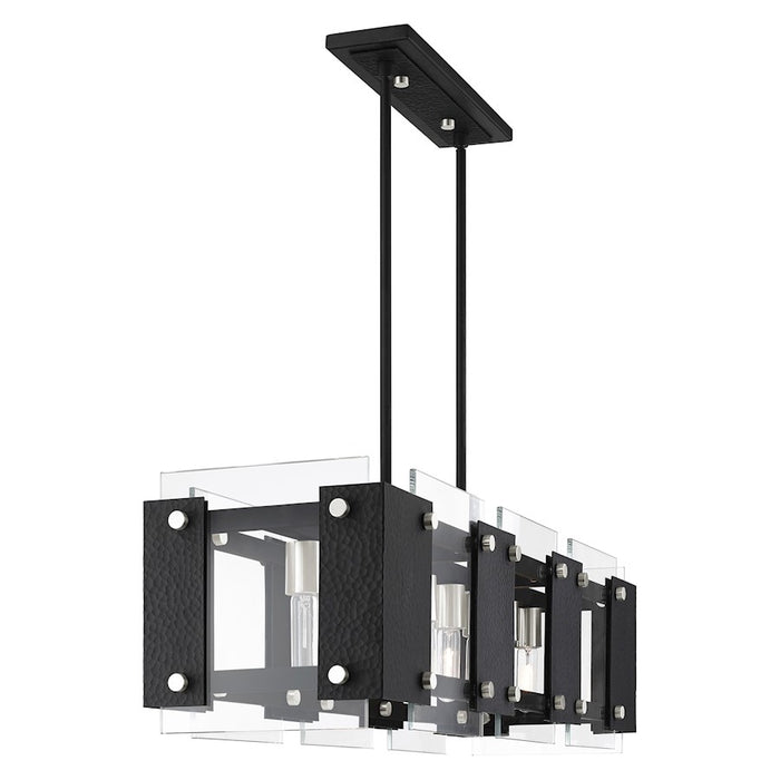 Livex Barcelona 8 Light Linear Chandelier, Black/Nickel Accents/Clear