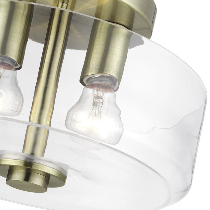 Livex Whitworth 2Lt Semi-Flush, Antique Brass/Clear