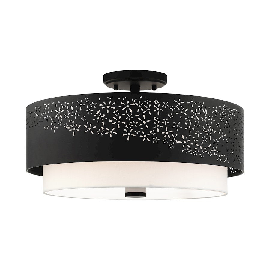 Livex Noria Semi Flush Mount, Black