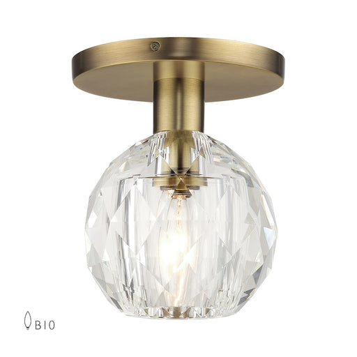 Livex Whitfield 1Lt Semi-Flush, Natural Brass/Crystal Shade - 46320-08