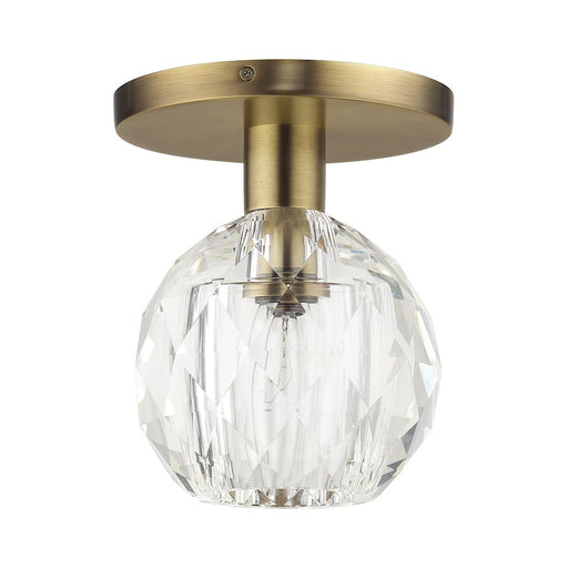 Livex Whitfield 1Lt Semi-Flush, Natural Brass/Crystal Shade