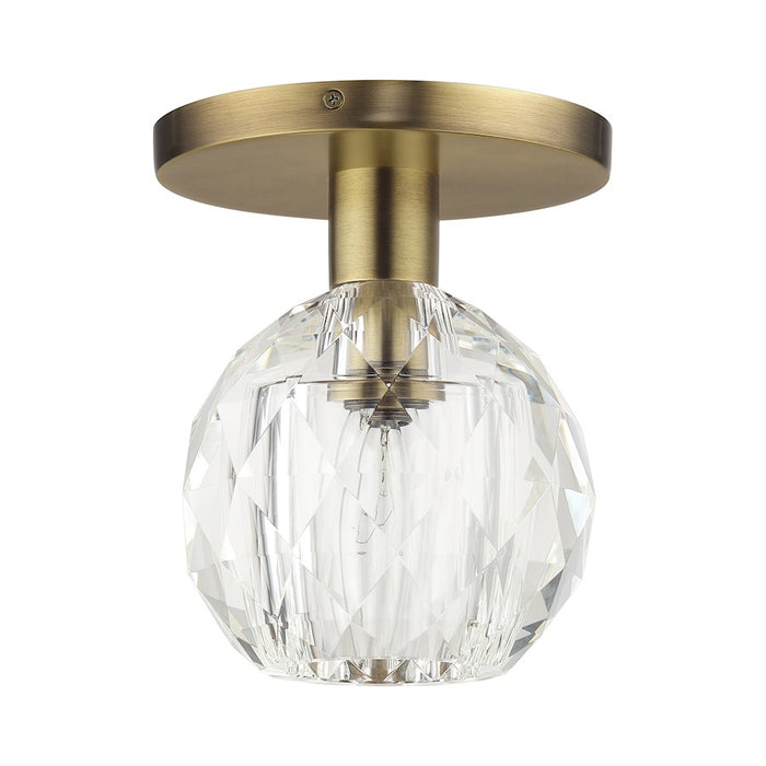 Livex Whitfield 1Lt Semi-Flush, Natural Brass/Crystal Shade