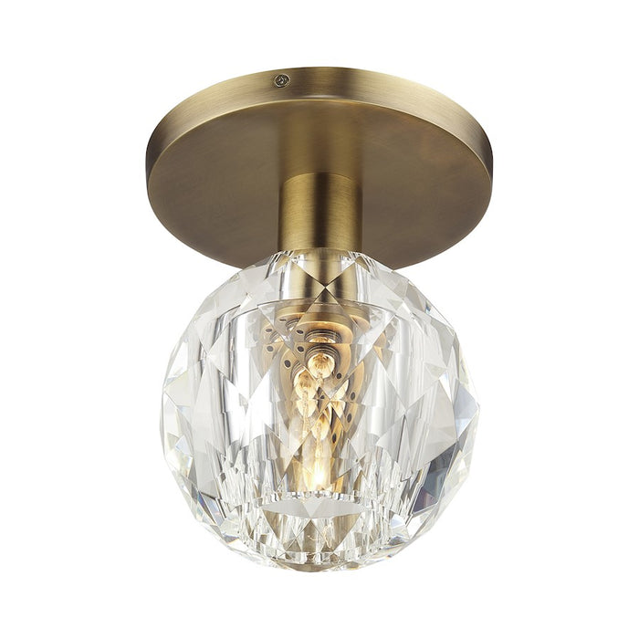 Livex Whitfield 1Lt Semi-Flush, Natural Brass/Crystal Shade