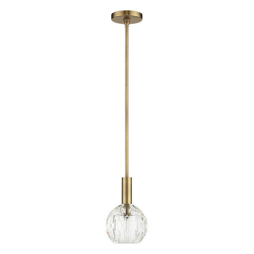 Livex Whitfield 1Lt Pendant, Natural Brass/Crystal Shade