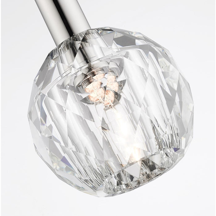 Livex Whitfield 1 Light Pendant, Polished Nickel/Clear Crystals
