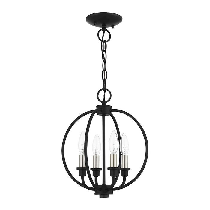 Livex Milania 4 Light Convertible Semi Flush/Chandelier, Black/Nickel