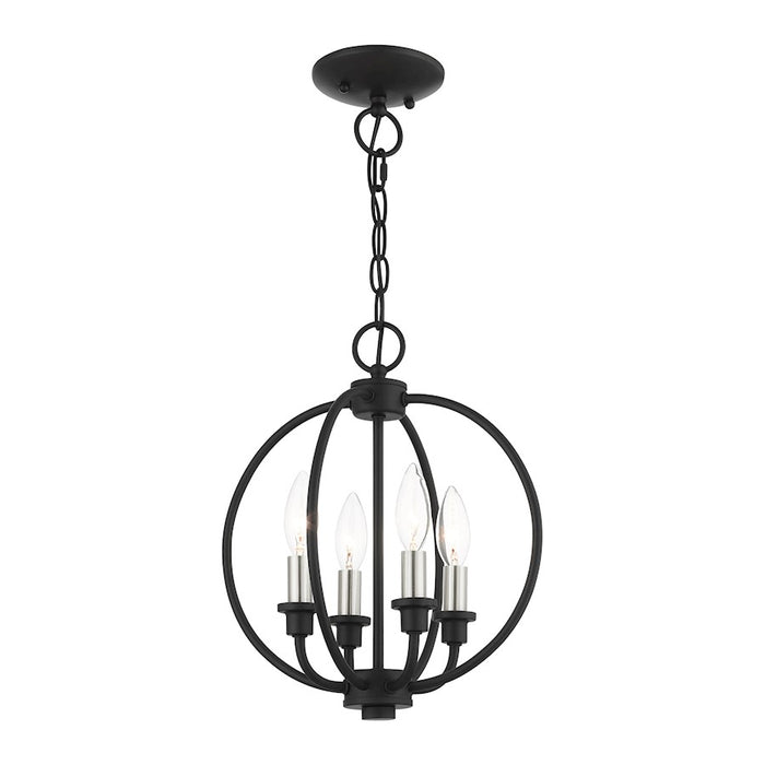 Livex Milania 4 Light Convertible Semi Flush/Chandelier, Black/Nickel