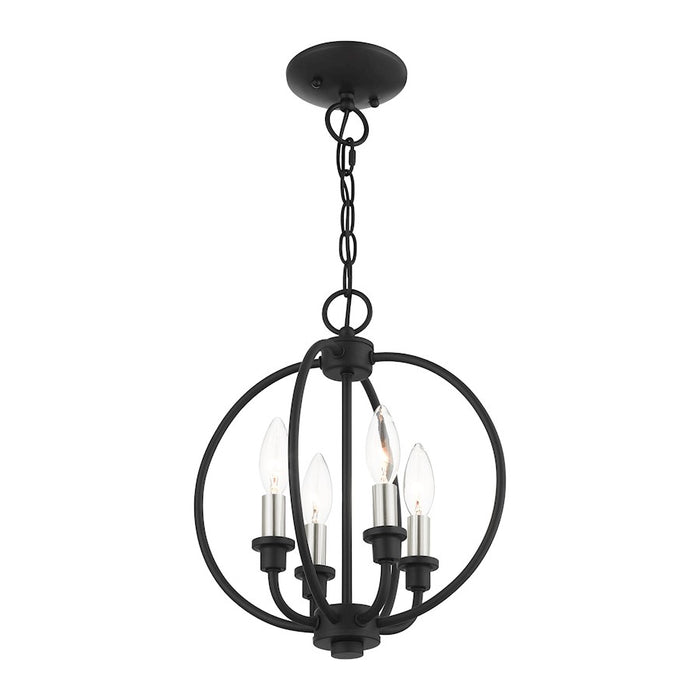 Livex Milania 4 Light Convertible Semi Flush/Chandelier, Black/Nickel