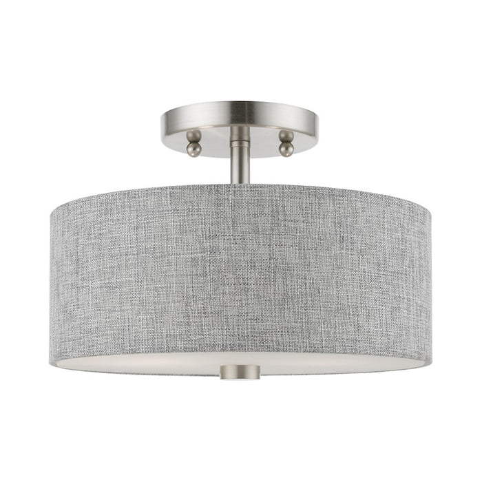 Livex Dakota Semi-Flush, Nickel/White/Urban Gray/White