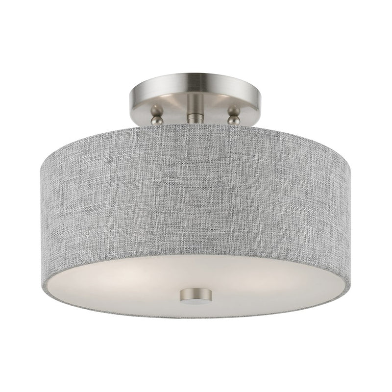 Livex Dakota Semi-Flush, Nickel/White/Urban Gray/White