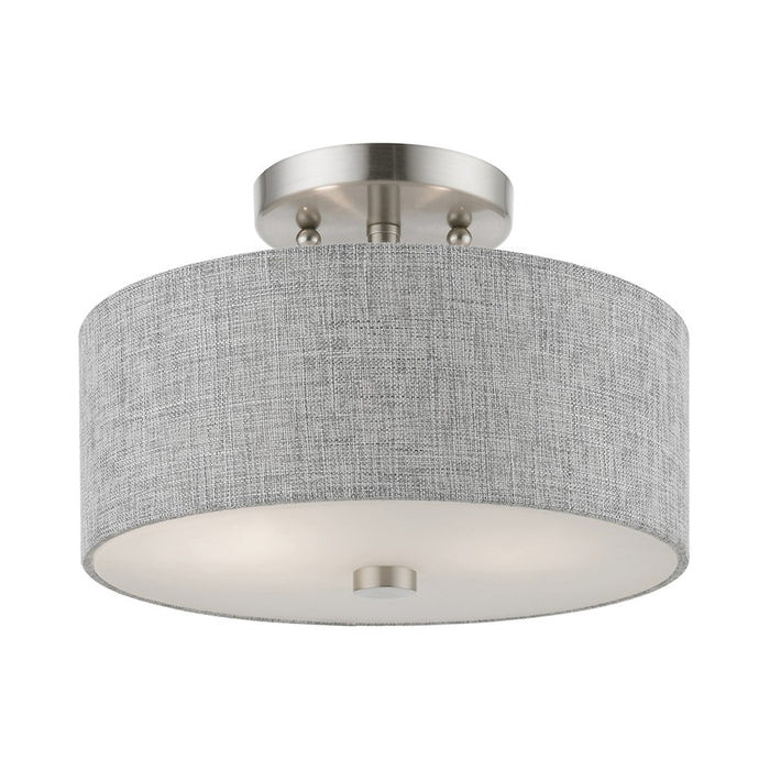 Livex Dakota Semi-Flush, Nickel/White/Urban Gray/White