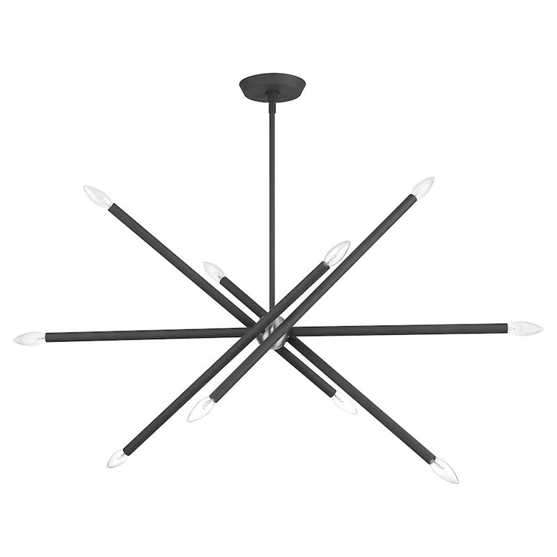Livex Soho 10Lt Large Linear Chandelier, Scandinavian Gray/Nickel