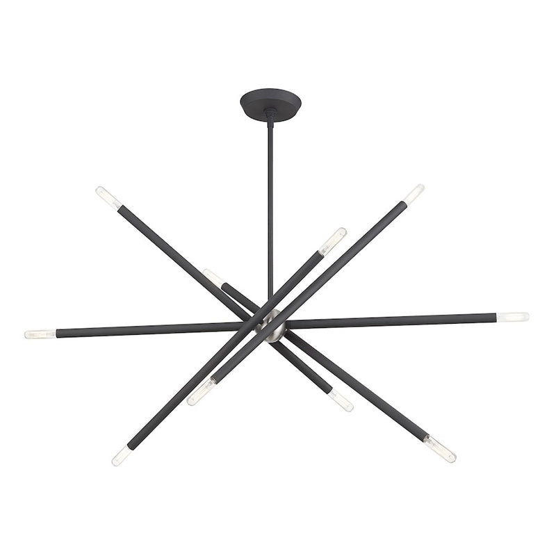 Livex Soho 10Lt Large Linear Chandelier, Scandinavian Gray/Nickel