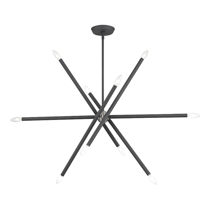 Livex Soho 10Lt Large Linear Chandelier, Scandinavian Gray/Nickel