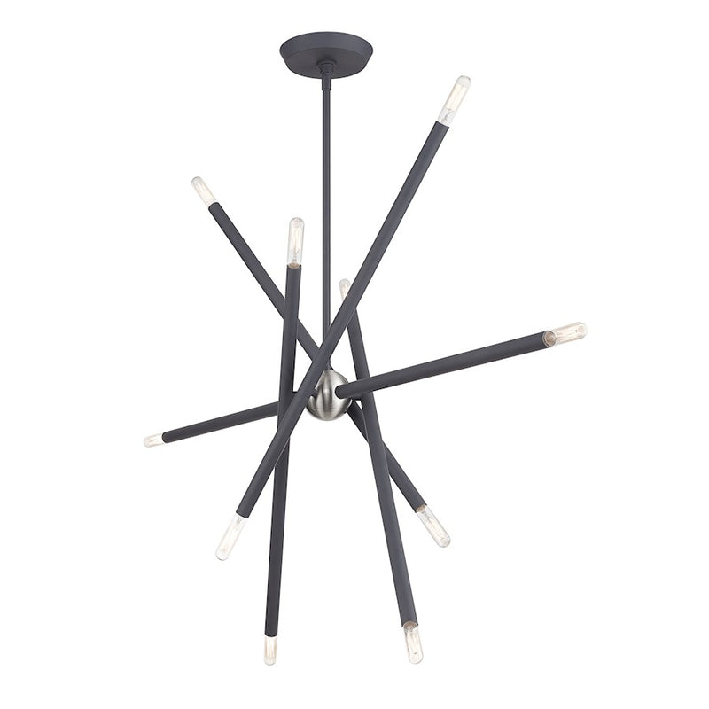 Livex Soho 10Lt Large Linear Chandelier, Scandinavian Gray/Nickel