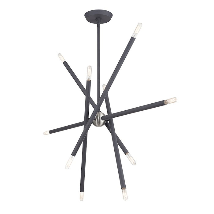 Livex Soho 10Lt Large Linear Chandelier, Scandinavian Gray/Nickel