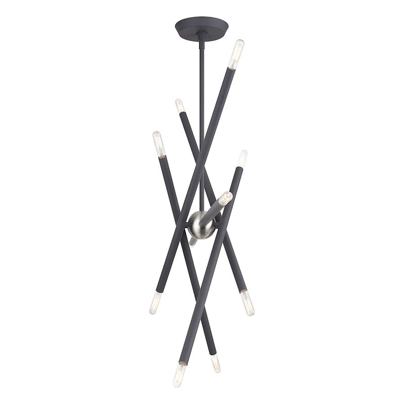 Livex Soho 10Lt Large Linear Chandelier, Scandinavian Gray/Nickel