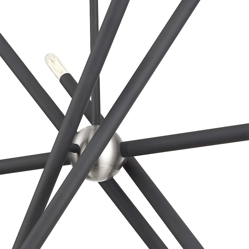 Livex Soho 10Lt Large Linear Chandelier, Scandinavian Gray/Nickel