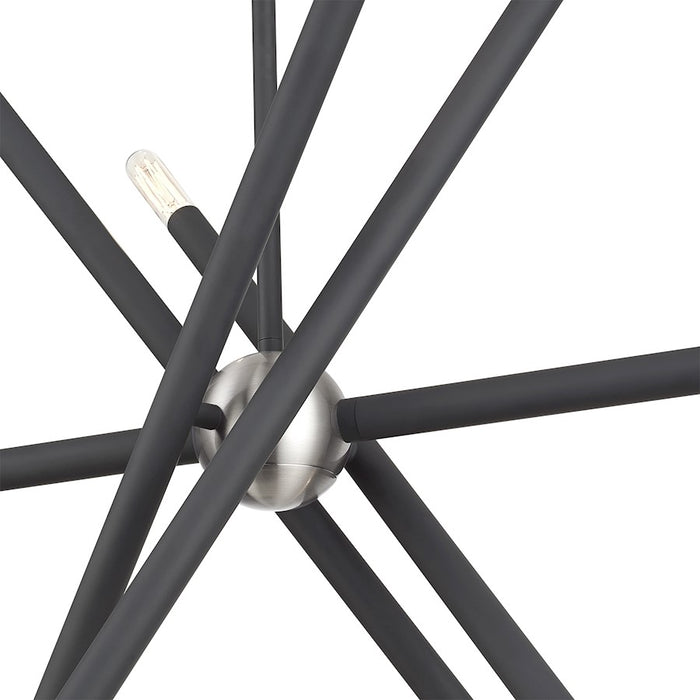 Livex Soho 10Lt Large Linear Chandelier, Scandinavian Gray/Nickel