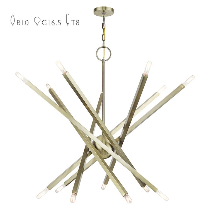 Livex Monaco 14Lt Extra Large Foyer Chandelier, Antique Brass - 46847-01