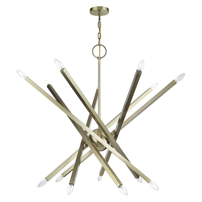 Livex Monaco 14Lt Extra Large Foyer Chandelier, Antique Brass
