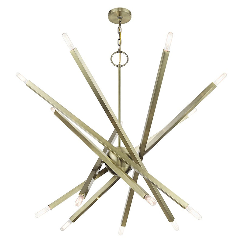 Livex Monaco 14Lt Extra Large Foyer Chandelier, Antique Brass