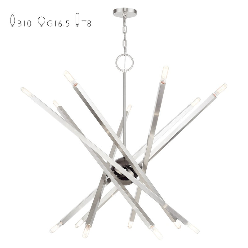 Livex Monaco 14Lt Extra Large Foyer Chandelier, Brushed Nickel - 46847-91