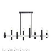 Livex Helsinki 8Lt Extra Large Linear Chandelier, Black/Nickel - 46868-04