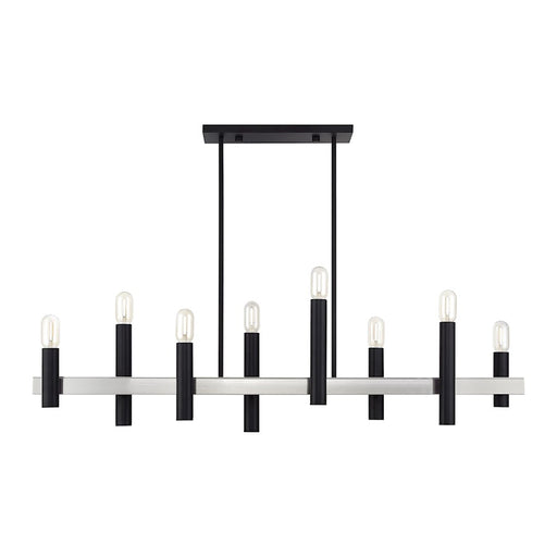 Livex Helsinki 8Lt Extra Large Linear Chandelier, Black/Nickel