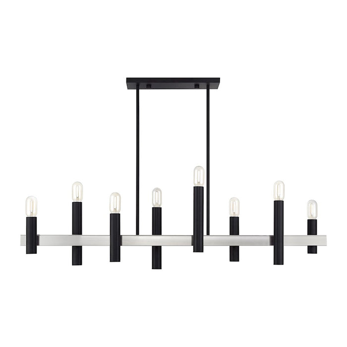 Livex Helsinki 8Lt Extra Large Linear Chandelier, Black/Nickel