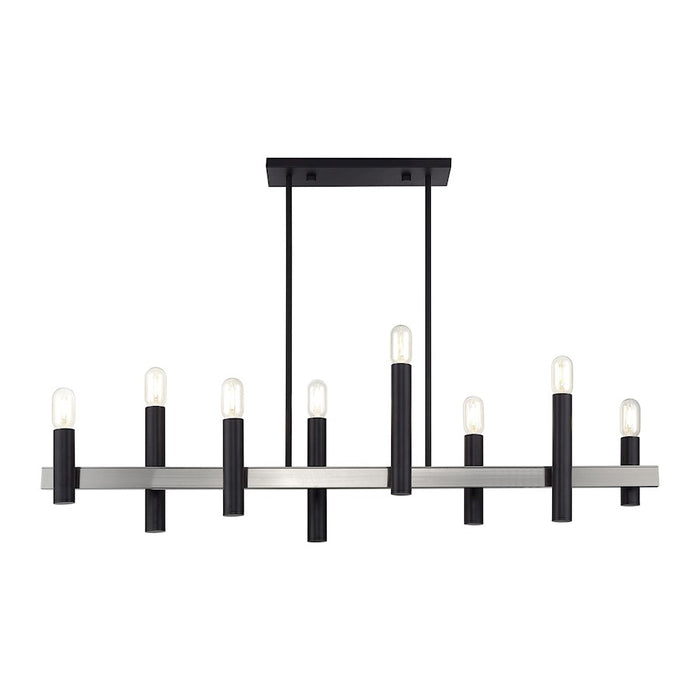 Livex Helsinki 8Lt Extra Large Linear Chandelier, Black/Nickel