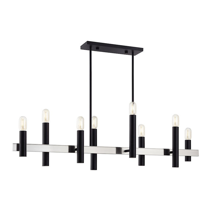 Livex Helsinki 8Lt Extra Large Linear Chandelier, Black/Nickel