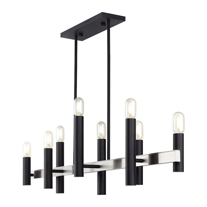 Livex Helsinki 8Lt Extra Large Linear Chandelier, Black/Nickel