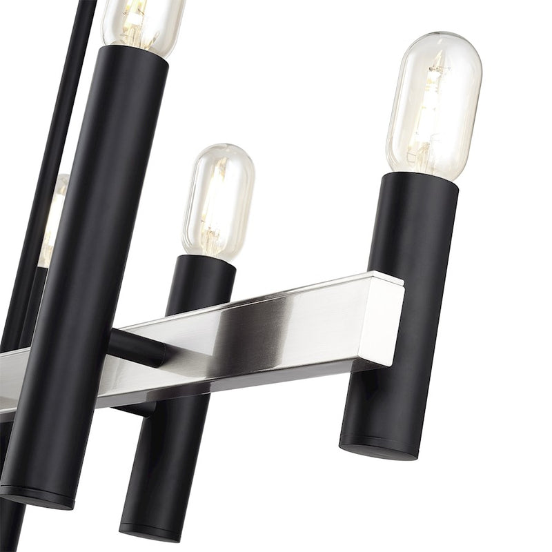 Livex Helsinki 8Lt Extra Large Linear Chandelier, Black/Nickel