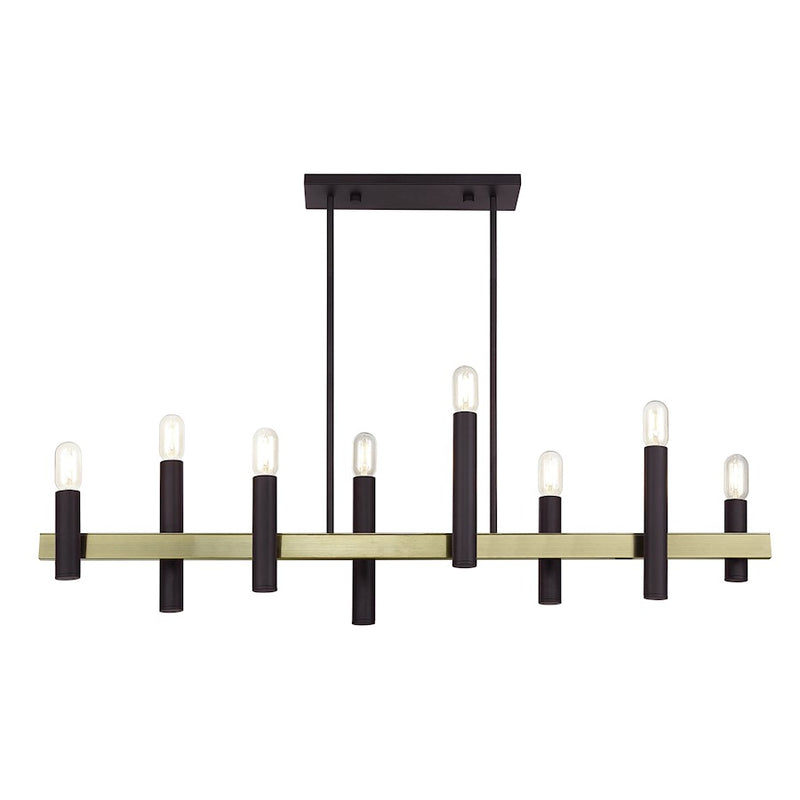 Livex Helsinki 8Lt Extra Large Linear Chandelier, Bronze/Brass