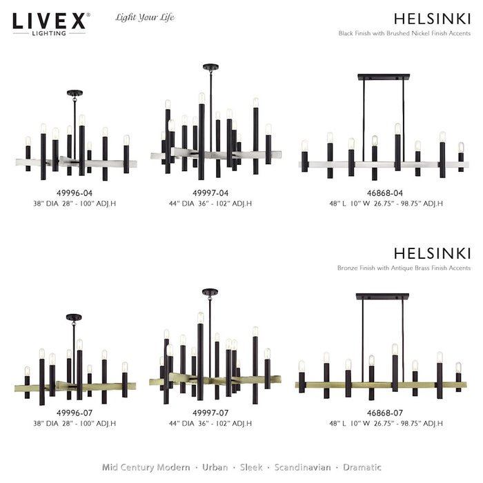 Livex Helsinki 8Lt Extra Large Linear Chandelier, Bronze/Brass