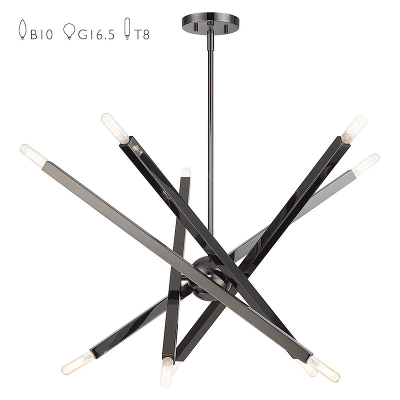 Livex Monaco 10Lt Large Chandelier, Black Chrome - 46986-46