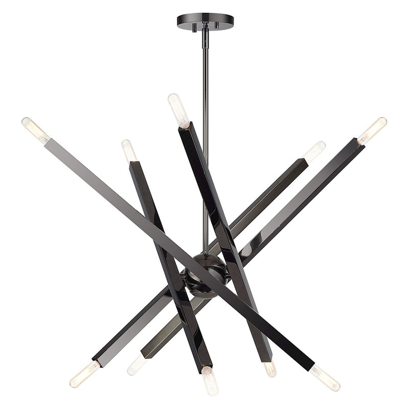 Livex Monaco 10Lt Large Chandelier, Black Chrome