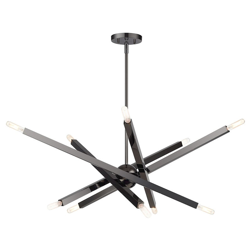 Livex Monaco 10Lt Large Chandelier, Black Chrome