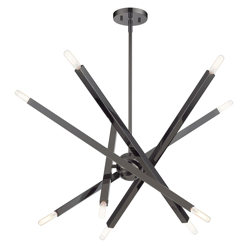 Livex Monaco 10Lt Large Chandelier, Black Chrome