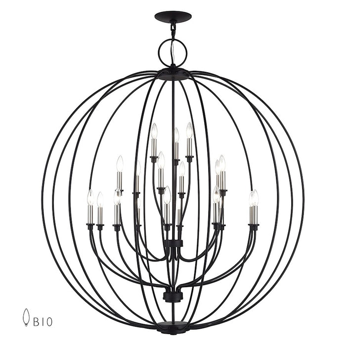 Livex Milania 19Lt Grande Foyer Chandelier, Black/Nickel - 46991-04