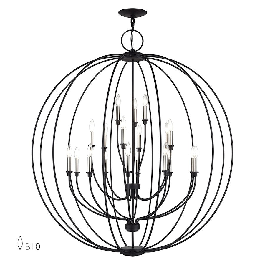 Livex Milania 19Lt Grande Foyer Chandelier, Black/Nickel - 46991-04