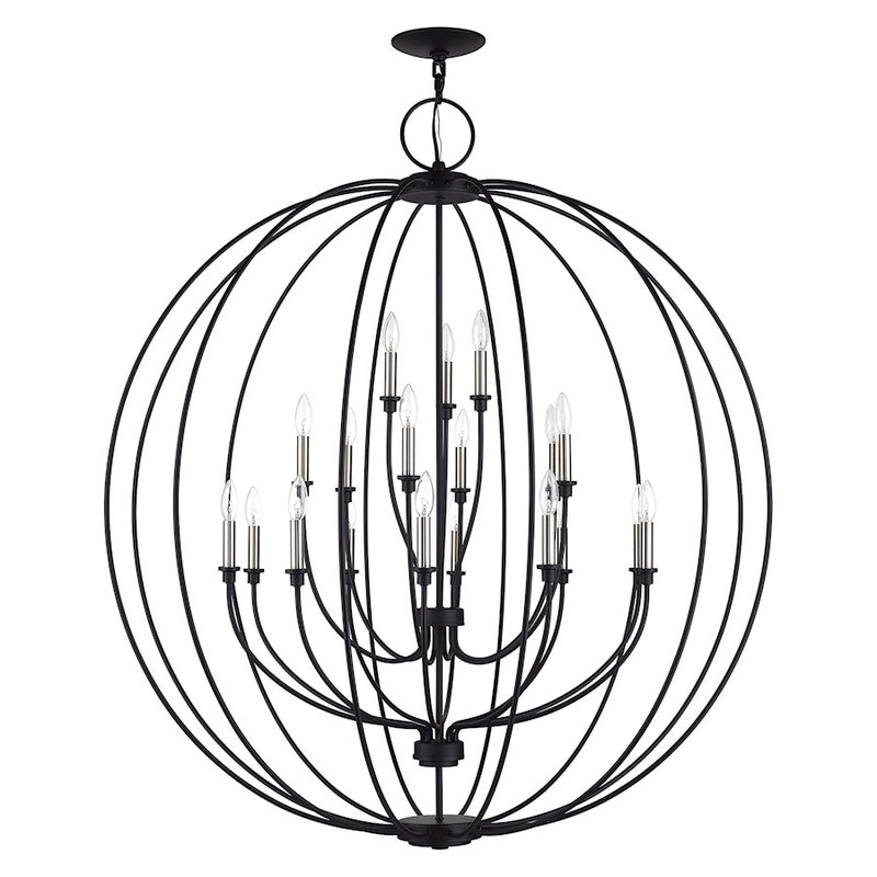 Livex Milania 19Lt Grande Foyer Chandelier, Black/Nickel