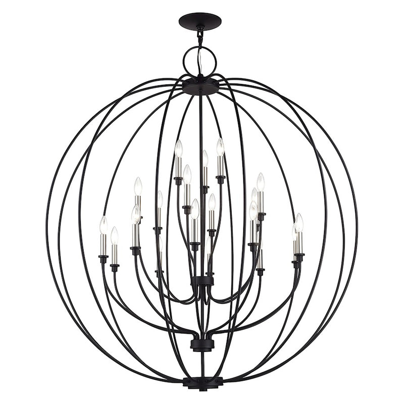 Livex Milania 19Lt Grande Foyer Chandelier, Black/Nickel