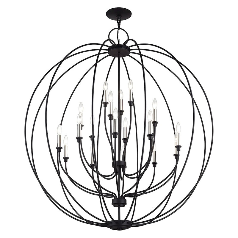 Livex Milania 19Lt Grande Foyer Chandelier, Black/Nickel