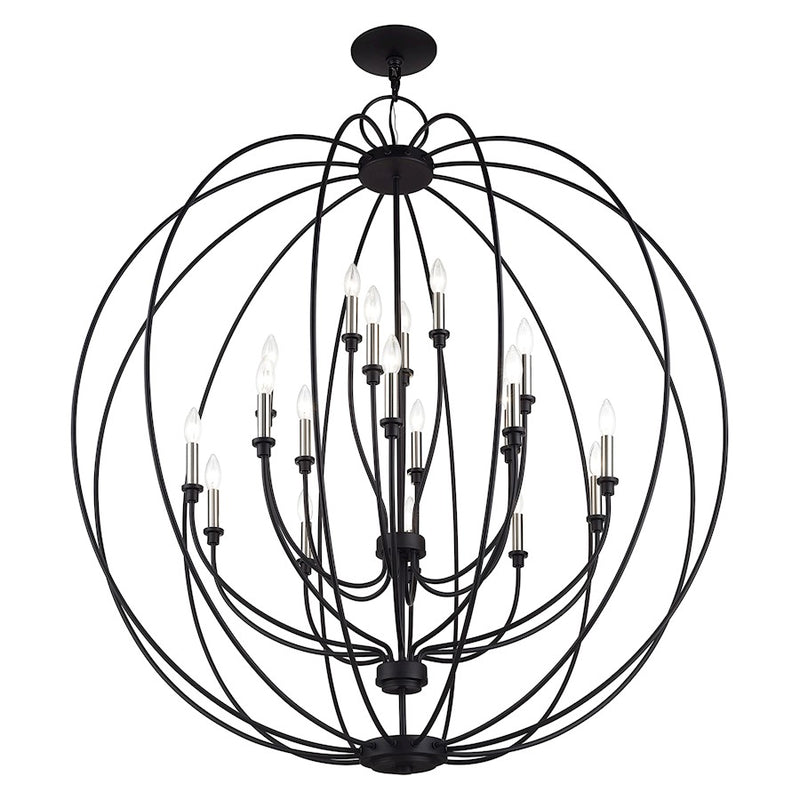 Livex Milania 19Lt Grande Foyer Chandelier, Black/Nickel