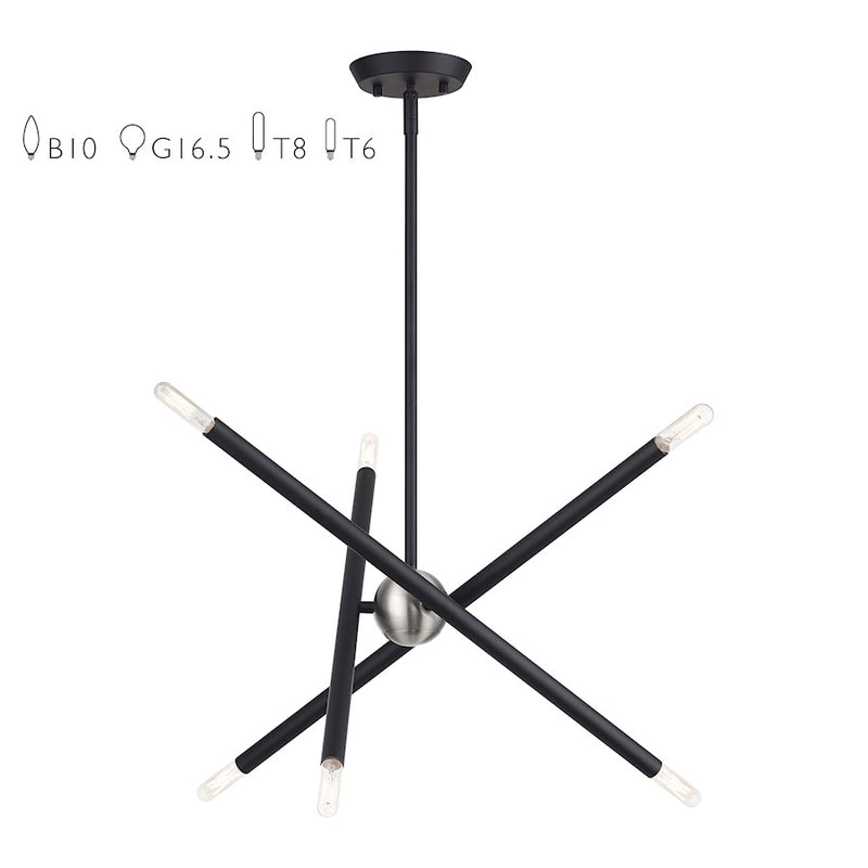 Livex Soho 6Lt Small Chandelier, Black - 47003-04