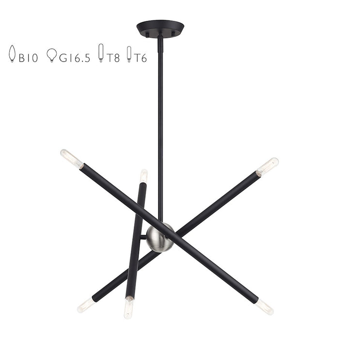 Livex Soho 6Lt Small Chandelier, Black - 47003-04