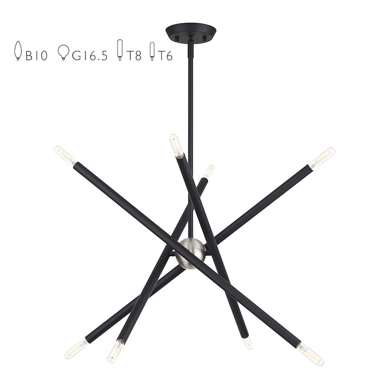 Livex Soho 8Lt Chandelier, Black - 47005-04